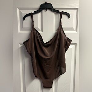 NWOT Skims Sheer/Mesh Sculpt Thing Bodysuit In Cocoa Brown Size 4X